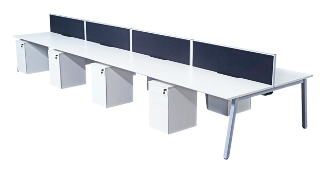 Contract White Double Add On Bench Desk Bristol Office Furniture